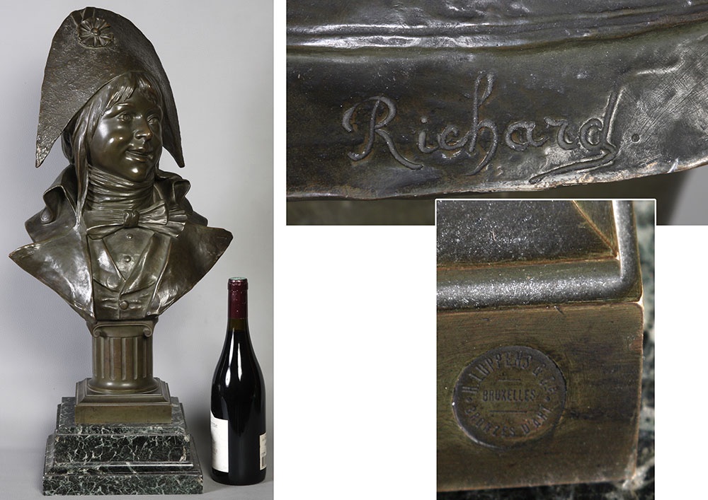 Bronze XIX ème, 70 cm, signé Alfred RICHARD 1844/1884, Révolutionnaire enfant-photo-4