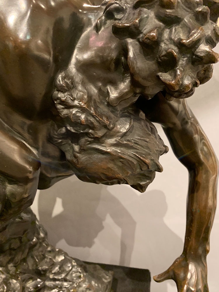 Grand Bronze XIX ème, 80cm, Jef LAMBEAUX, Musée G. COURBET, Les lutteurs -photo-1