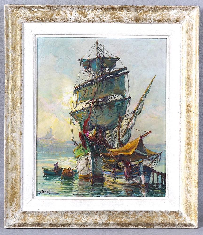 Port Of Marseille, By Maurice Barle, 62 X 54 Cm, Seascape, Southern France