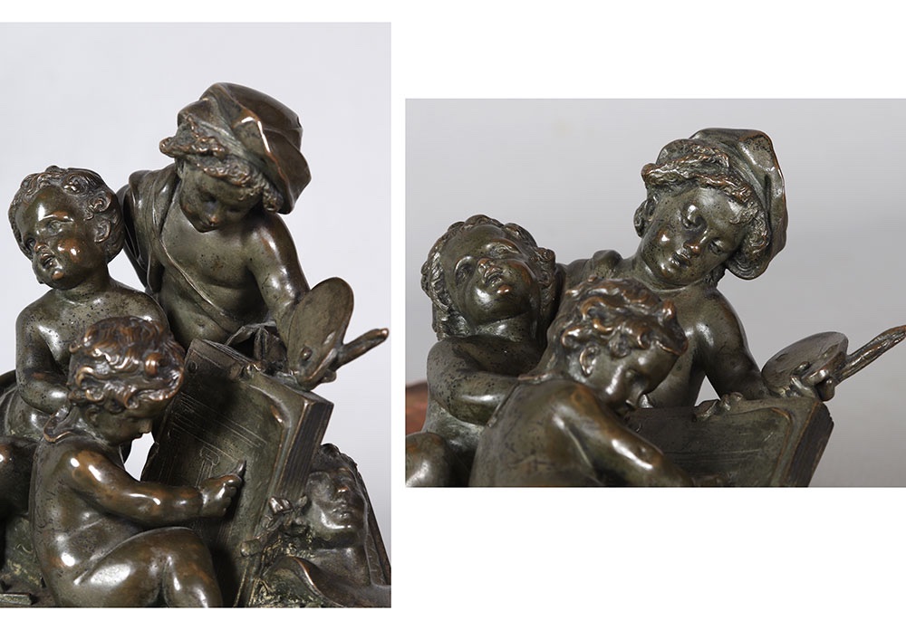 19th-century Bronze, Signed Elias Robert 1821–1874, Allegory Of The Arts-photo-2