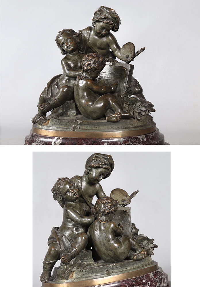19th-century Bronze, Signed Elias Robert 1821–1874, Allegory Of The Arts-photo-3