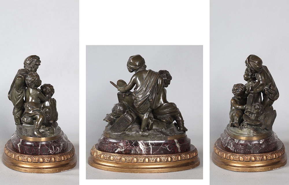 19th-century Bronze, Signed Elias Robert 1821–1874, Allegory Of The Arts-photo-4