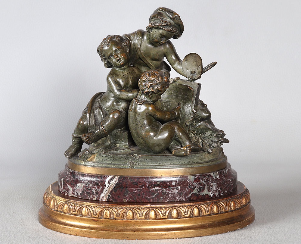 19th-century Bronze, Signed Elias Robert 1821–1874, Allegory Of The Arts