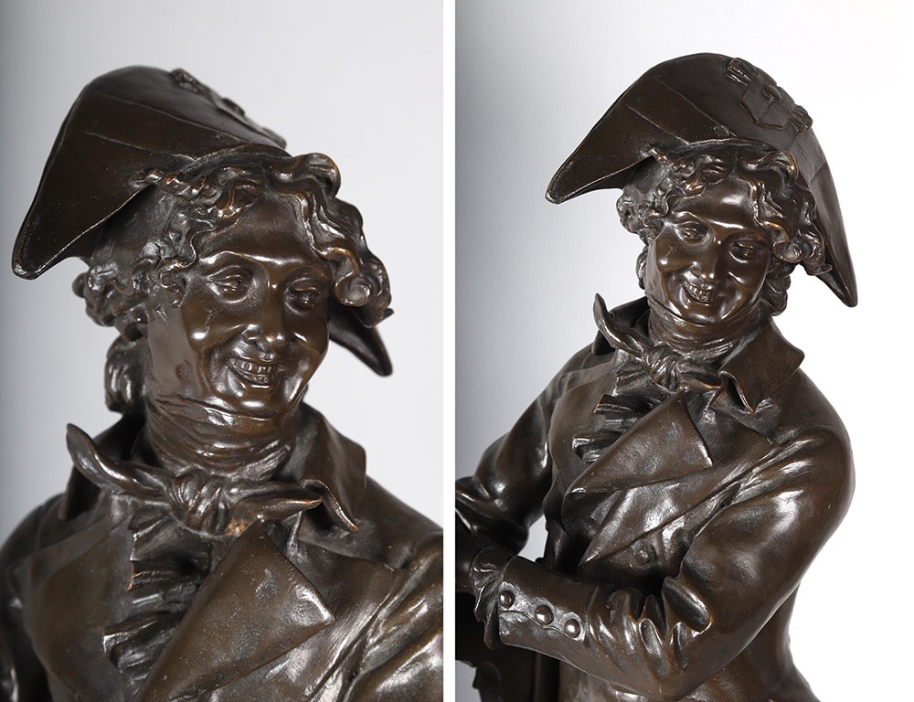 19th-century Bronze, 62 Cm, Jean Jules Salmson 1823–1902, *the Violinist During The Empire*, French School-photo-3