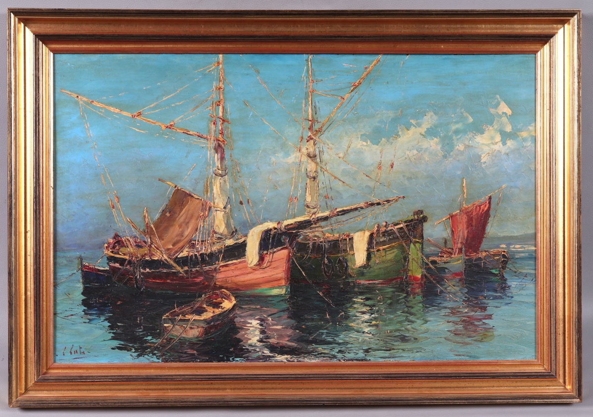 Signed L. Lutz, *les Tartanes*, Saint-tropez, French Riviera, Southern France, Circa 1950–70