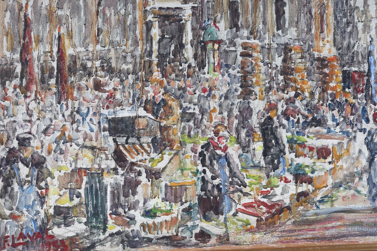 Fernand Laval, 90x77 Cm, Paris, Dated 1953, Les Halles, Saint-eustache Church-photo-3