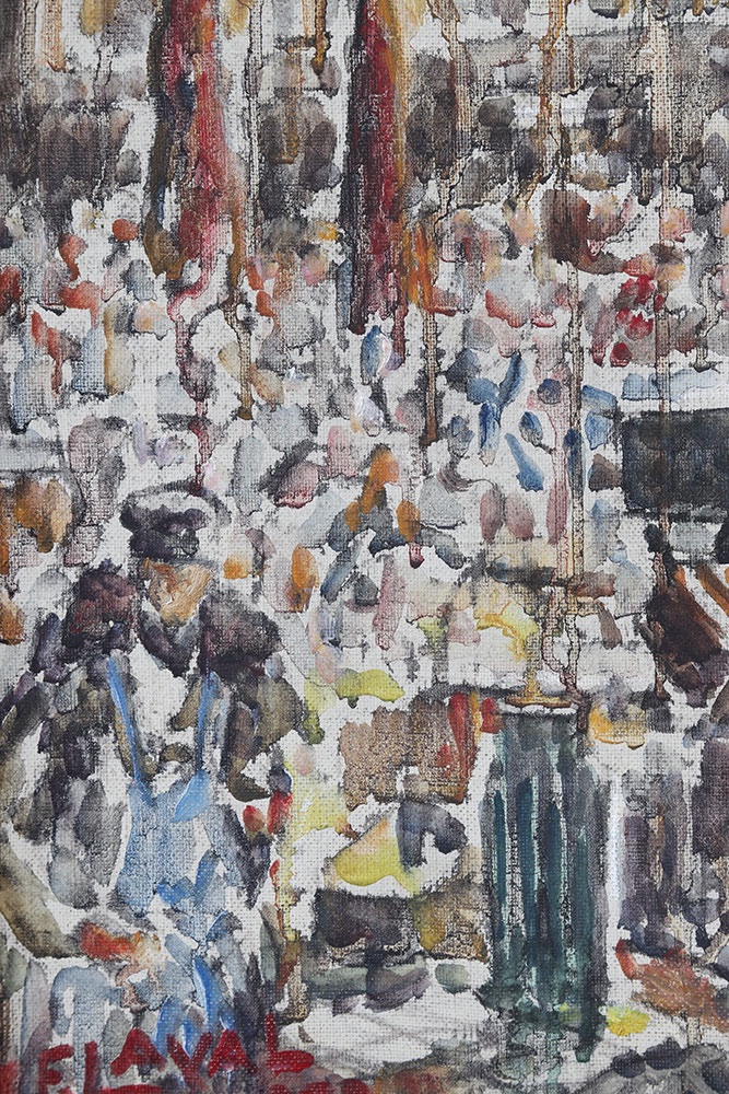 Fernand Laval, 90x77 Cm, Paris, Dated 1953, Les Halles, Saint-eustache Church-photo-1