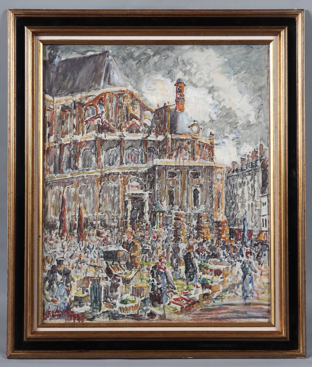 Fernand Laval, 90x77 Cm, Paris, Dated 1953, Les Halles, Saint-eustache Church