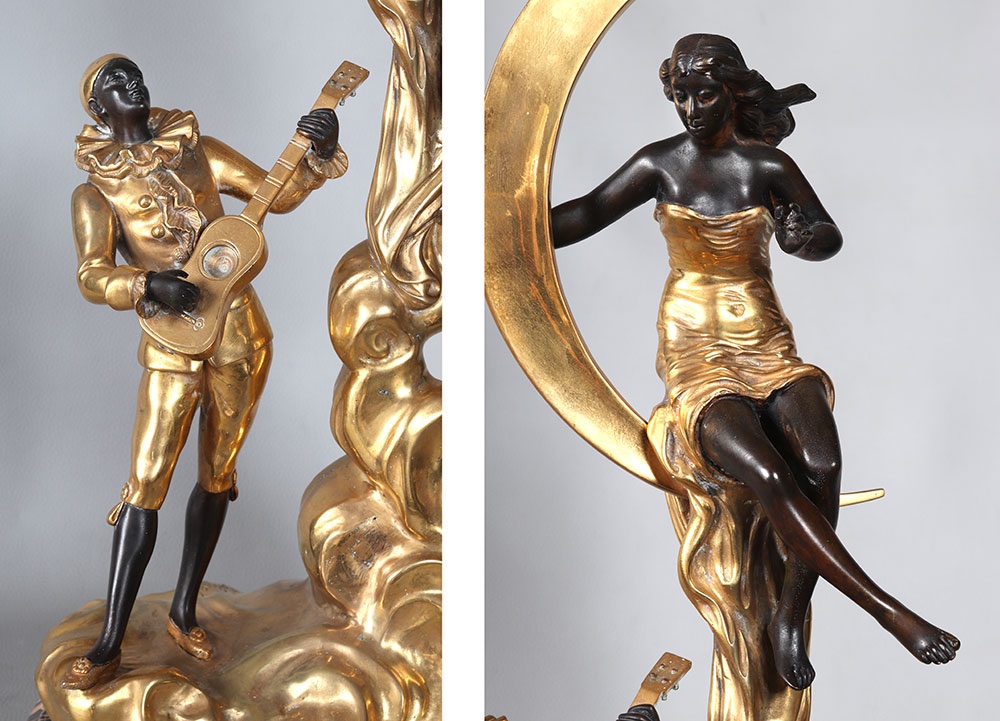 Early 20th-century Bronze, 73 Cm, L. Raphael, Pierrot, Art Deco-photo-2