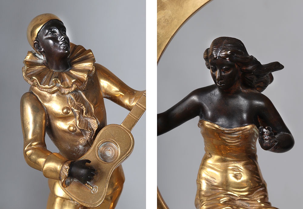 Early 20th-century Bronze, 73 Cm, L. Raphael, Pierrot, Art Deco-photo-3