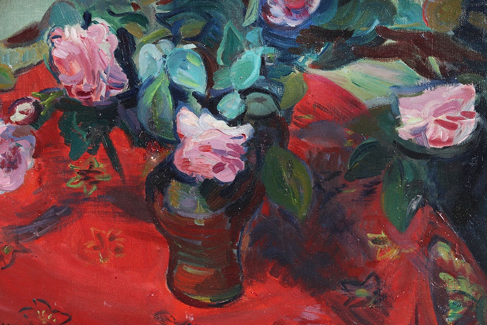 Robert FRANCOLIN 1899/1974, Bouquet de roses-photo-3
