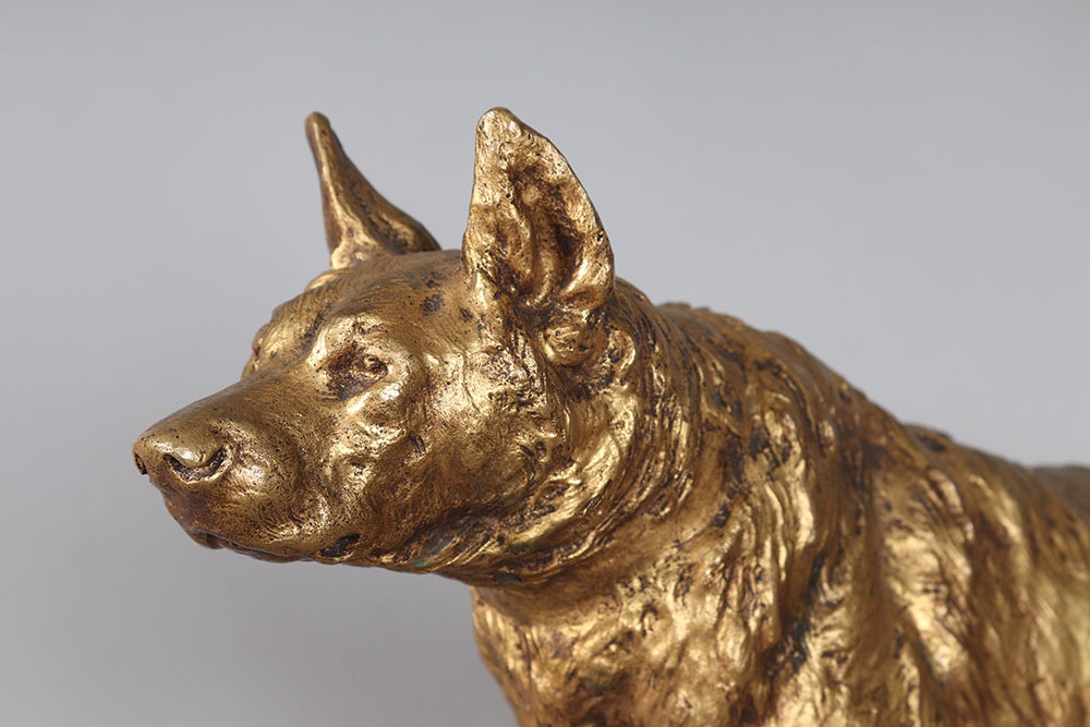 19th-century Bronze, Prosper Lecourtier 1855–1924, Pointing Dog-photo-2