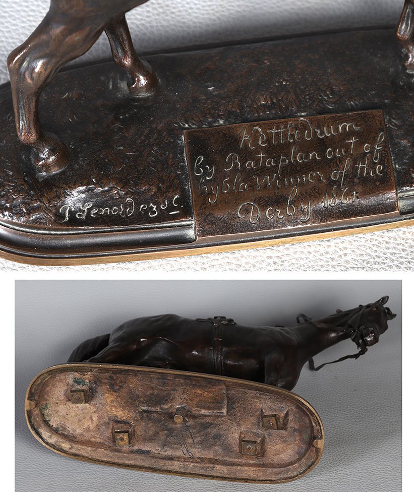 Bronze XIX, Pierre Lenordez 1815/1892, Bronze Horse Race-photo-4