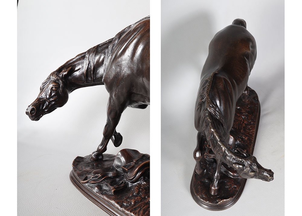 Bronze Signed: Pierre Lenordez 1815/1892, Wild Mare, French School XIX °-photo-4