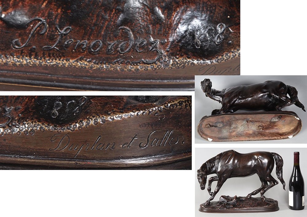 Bronze Signed: Pierre Lenordez 1815/1892, Wild Mare, French School XIX °-photo-1