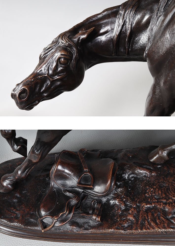 Bronze Signed: Pierre Lenordez 1815/1892, Wild Mare, French School XIX °-photo-2