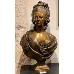 Large Bronze 86 Cm, Bust Of Marie-antoinette, By Félix Lecomte 1737/1817, French School