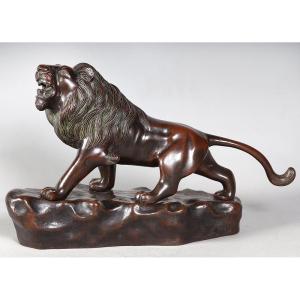Japanese Bronze, Lion, From The End Of The 19th Century