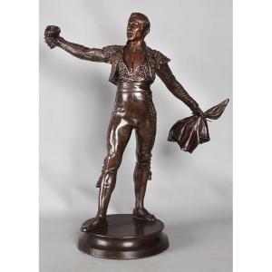 Bronze Taureaumachie, 67 cm, vers 1910, de Edmond Desca 1855/1918, Matador, Toréador