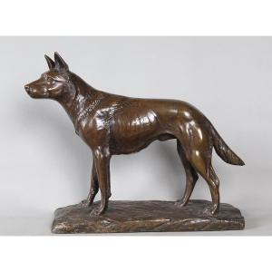 Bronze XIXème, signé H. Hanggen ou H. Hanssen, chien de Berger