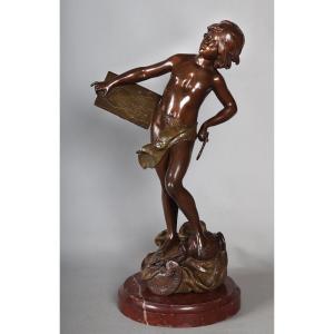 Bronze 19th Century, 56 Cm, Moreau Louis Auguste 1834/1917, The Art Critic
