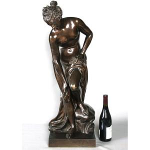 Large 19th Century Bronze, 86 Cm, Christophe Gabriel Allegrain 1710/1795, Venus In The Bath 