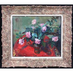 Bouquet de roses, signé Robert FRANKOLIN 1899/1974, Ecole Françaises
