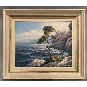 Marine, Raymond NORMAND 1919/2000, Paysage de la Côte bleue, en Provence