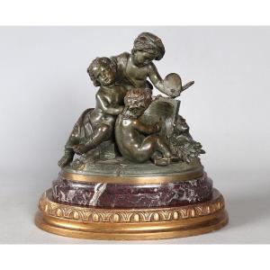 Bronzes XIX°, signé Elias ROBERT 1821/1874, Allégorie des ARTS