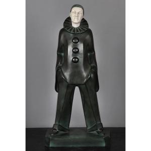 Max Le Verrier, Chryselephantine 45 Cm, Art Deco, Pierrot 