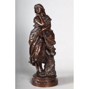 19th Century Bronze Sculpture By Adrien Gaudez (1845-1902), "mignon," Heroine Of The Opéra Comique.