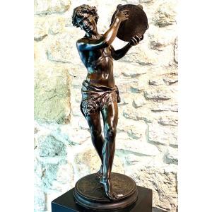 Large 19th-century Bronze Sculpture, 72 Cm, By Jean Jules Samson (1823-1902), The Roman Dancer