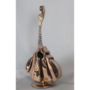 Arman 1928/2005, Gilded Bronze, 60 Cm, Mandolin Cut-out