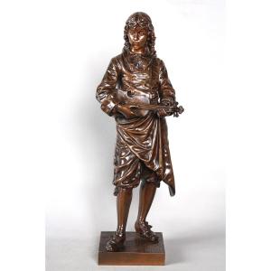 Bronze XIX°, 48 Cm, Signed : Eutrope Bouret 1883 / 1906, The Violinist