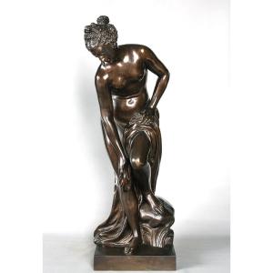Large 19th Century Bronze, 86 Cm, Christophe Gabriel Allegrain 1710/1795, Venus In The Bath