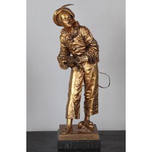 Bronze XIX°, 51 Cm, Eutrope Bouret 1883/1906, Pierrot