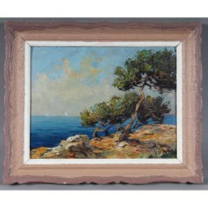 Fortuné Car 1905/1970, 70 Cm, The Mediterranean, Côte d'Azur, South Of France
