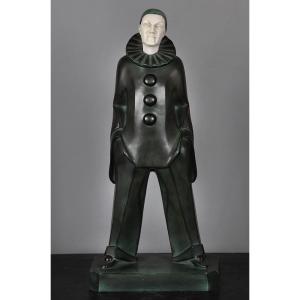 MAX Le VERRIER, Chryséléphantine 45 cm, Bronze, Art Déco, Pierrot 