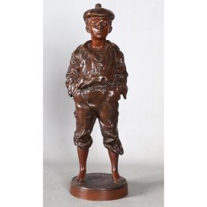 19th-century Bronze, Signed: Victor Szczebleweski, 42 Cm, *the Whistler*, Dated: 1889