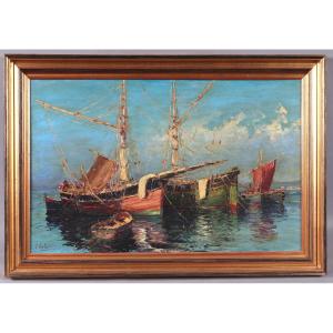 Signed L. Lutz, *les Tartanes*, Saint-tropez, French Riviera, Southern France, Circa 1950–70