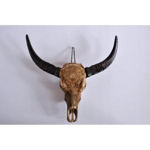 Sculpture - Hand Carved Water Buffalo Skull - Taxidermy