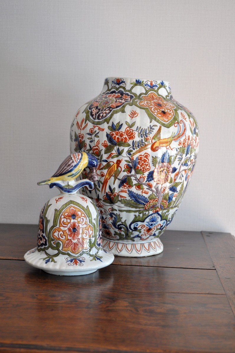 Vase - Pot Couvert - Faïence De Delft - Circa 1850-photo-1