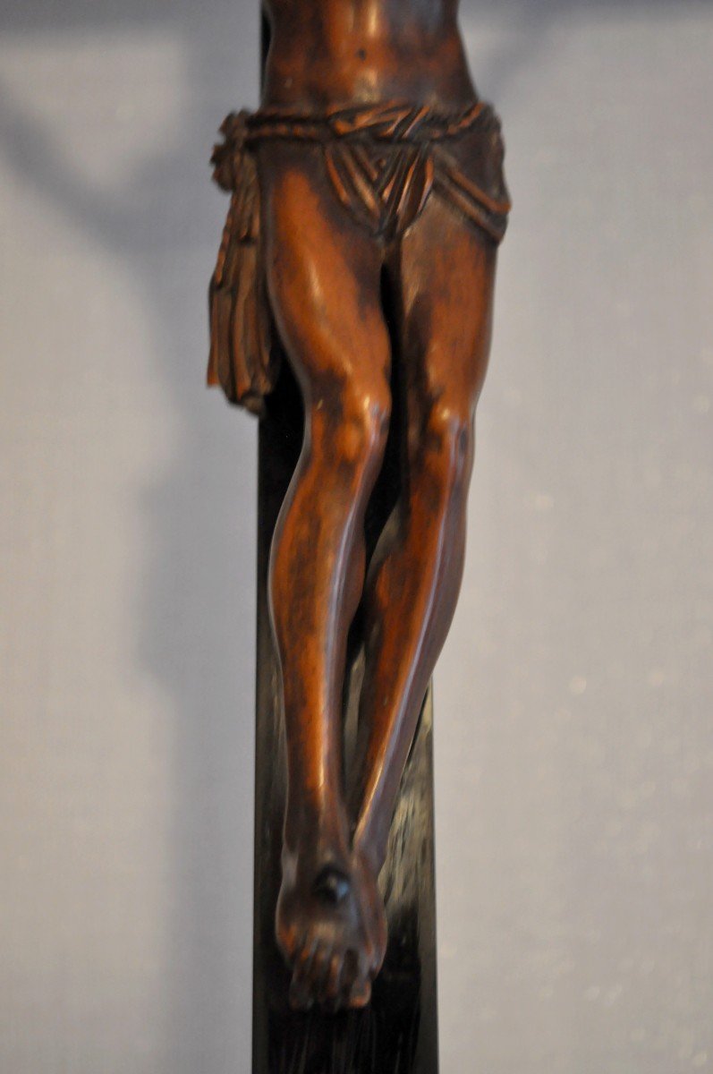 Wooden Crucifix - Wooden Christ - Wooden Support And Scales - XVIIIth-photo-2