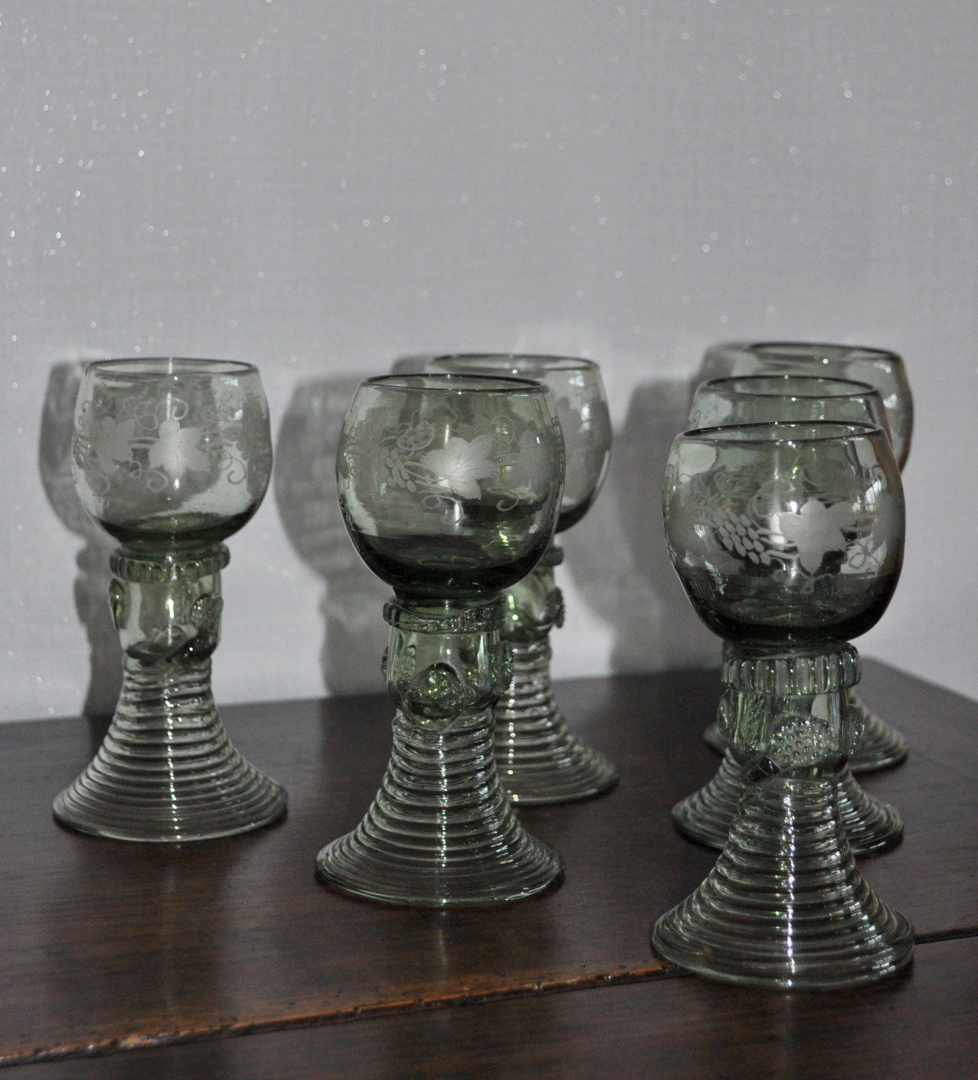 Lot De 6 Verres Römer - Allemagne - Circa 1800-photo-4