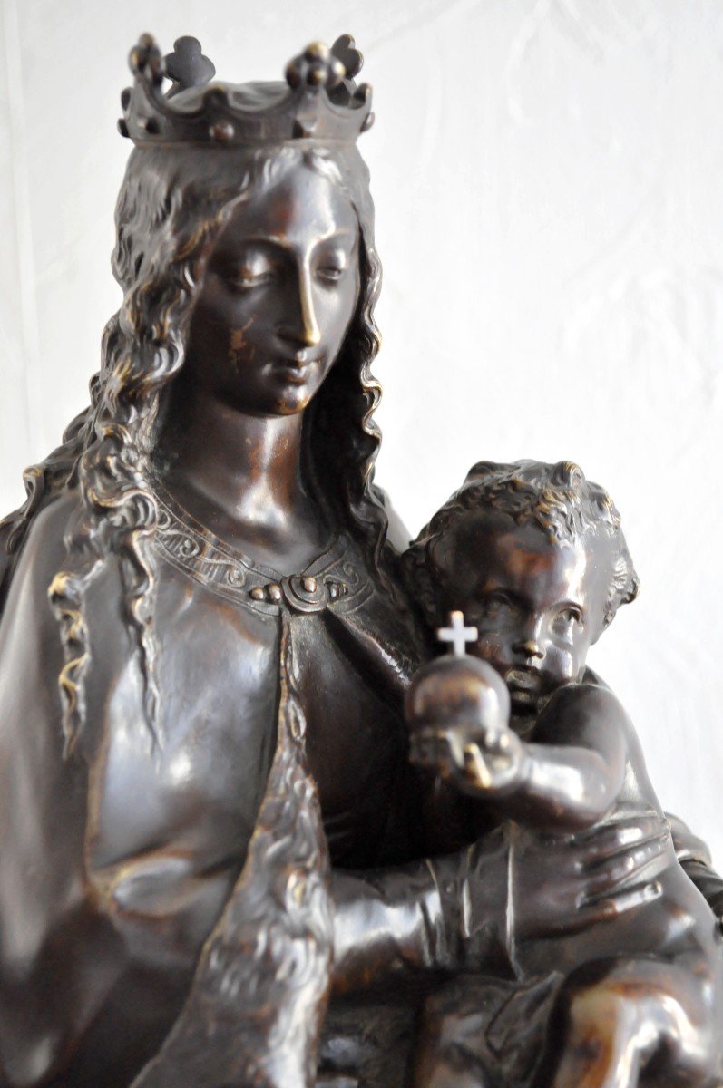 Sculpture Bronze - Vierge à l'Enfant - Signé Grégoire-photo-4