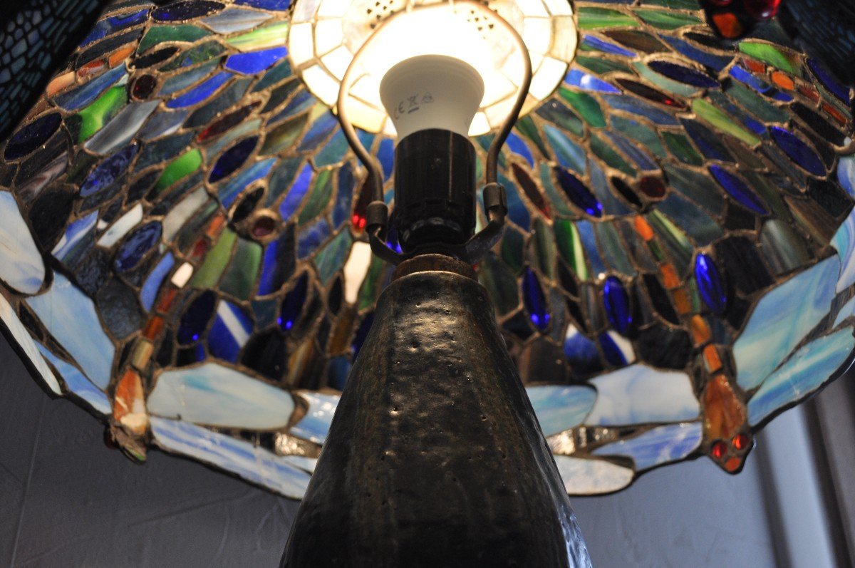 Lampe à Poser - Signée H Javaux - Style Tiffany-photo-3