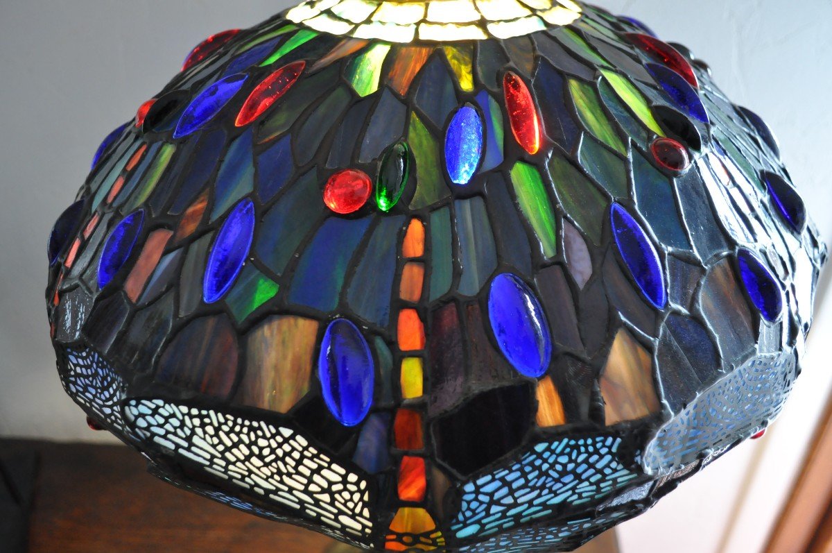 Lampe à Poser - Signée H Javaux - Style Tiffany-photo-4