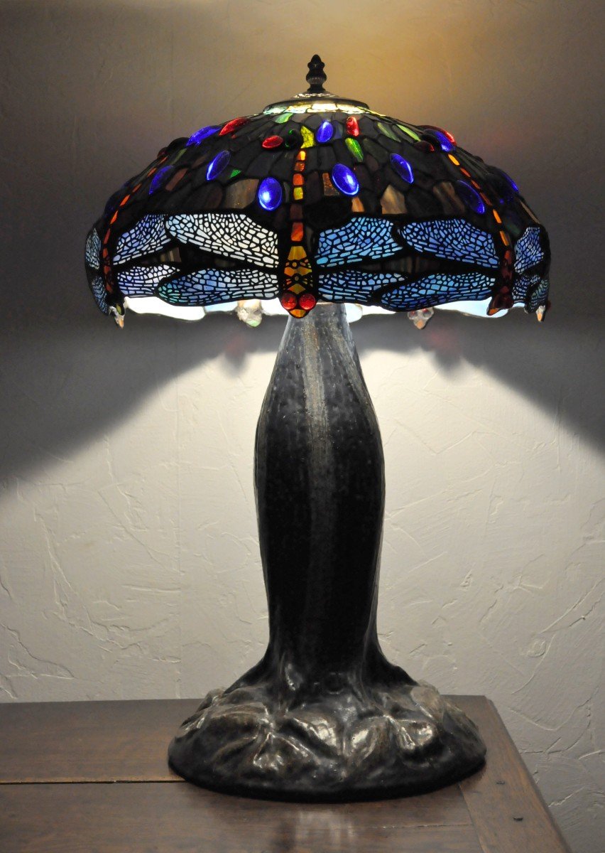 Lampe à Poser - Signée H Javaux - Style Tiffany-photo-7
