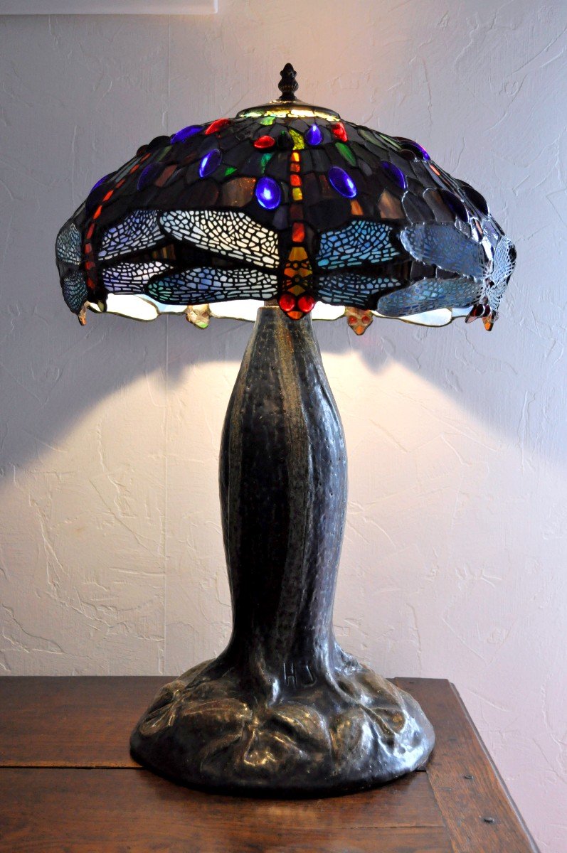 Lampe à Poser - Signée H Javaux - Style Tiffany