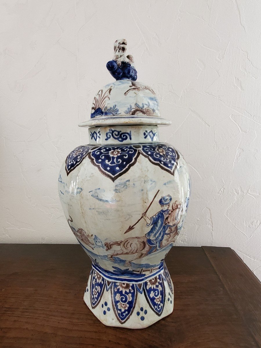 Delft - Pot Couvert En Faïence Polychrome - XVIIIème-photo-1